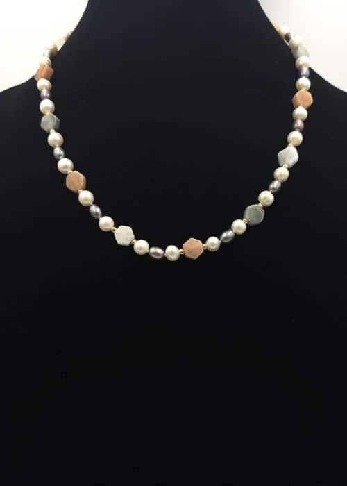 semiprecious and pearl necklace